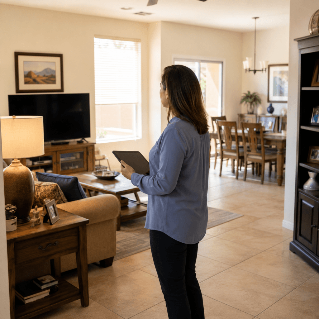 Probate assets connect to a central inventory showing descriptions, date-of-death values, ownership and encumbrances.