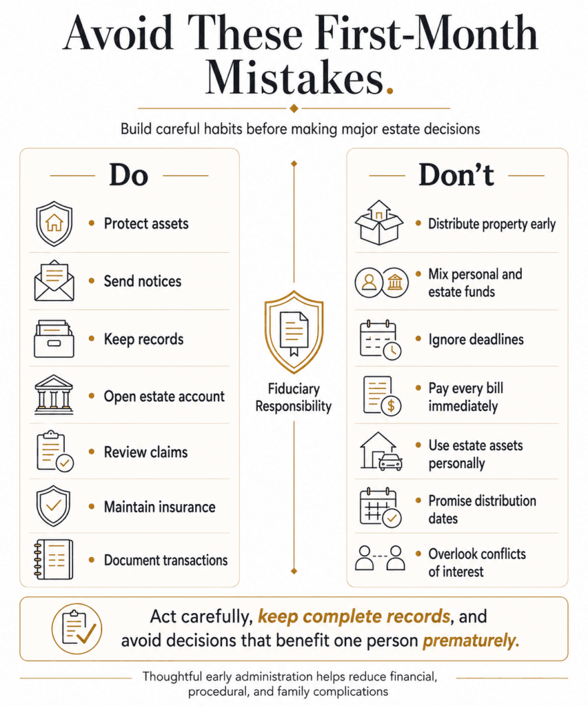 Do-and-don’t comparison for protecting assets, managing estate funds, meeting deadlines and avoiding early distributions.